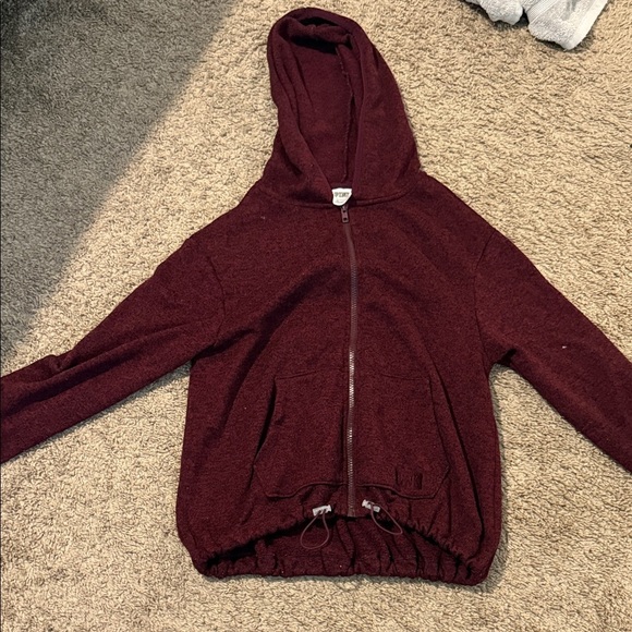 PINK Victoria's Secret Maroon Zip-Up Hoodie - Picture 1 of 4